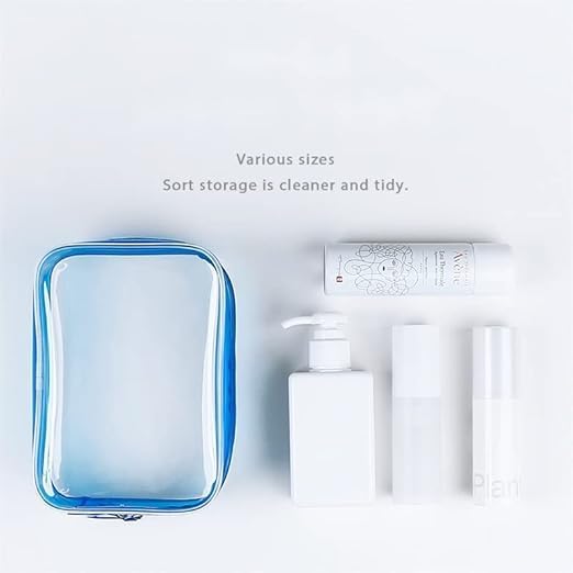 Buminee Navy Blue Clear Pouch Small, 6.6"x2.3"x4.7" TSA Approved Toiletry Bag - Image 5