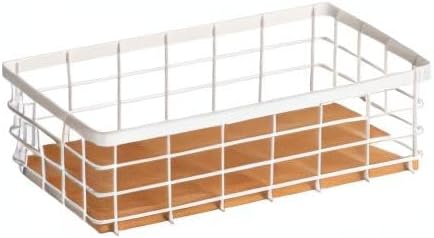 TIEYIPIN Small Metal Wire Storage Basket, Detachable Wood Base Storage - Image 7