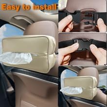 Large Car Tissue Holder for 120 Standard Tissues, Premium PU Leather Tissue - Image 6