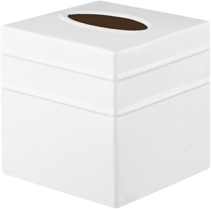 Monarch Abode Tissue Box Cover Square – Handcrafted Border Embossed White Metal by MonarchAbode