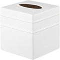 Monarch Abode Tissue Box Cover Square – Handcrafted Border Embossed White Metal by MonarchAbode