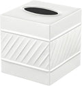 Monarch Abode Tissue Box Cover Square – Handcrafted Wave Embossed White Metal by MonarchAbode