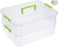 BTSKY 2 Layer Stack & Carry Box, Plastic Multipurpose Portable Storage by BTSKY