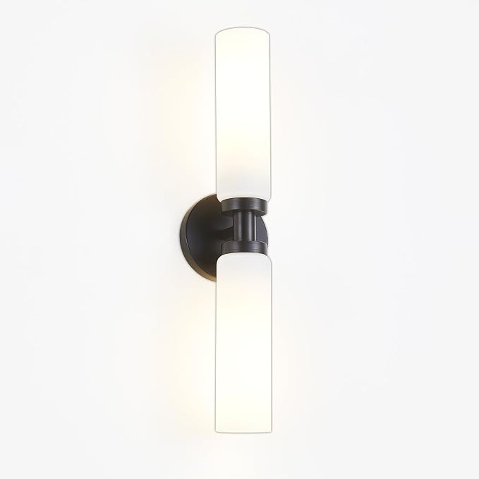 2 Light Black Bathroom Light Fixture Over Mirror, Modern Farmhouse Bathroom by lanhall