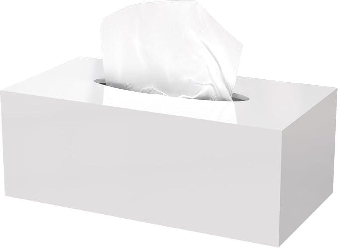 Acrylic Tissue Box Cover Rectangle, PITBVO White Tissue Box Holder, Facial by PITBVO