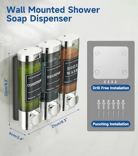 Shower Soap Dispenser Wall Mounted No Drill Shampoo Dispenser - Image 3