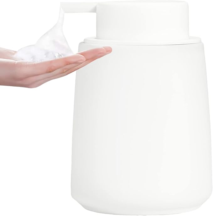 White Foam Hand Soap Dispenser - 12Oz Ceramic Foaming Soap Dispenser by Eyrozia