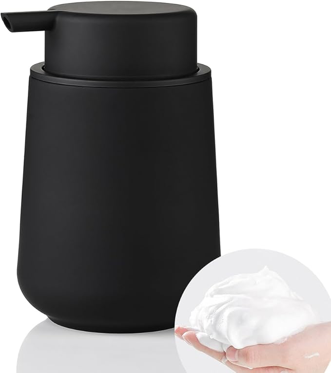 Matte Black Foaming Hand Soap Dispenser Plastic 11 oz by KellyHome