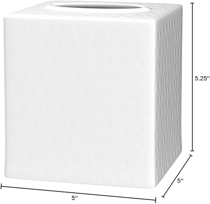 Monarch Abode Tissue Box Cover Square – Hand Hammered White Metal Tissue Holder - Image 7