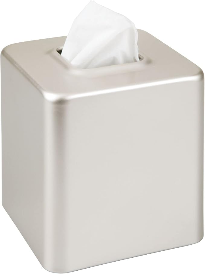 mDesign Steel Square Tissue Box Cover, Modern Facial Tissue Holder by mDesign