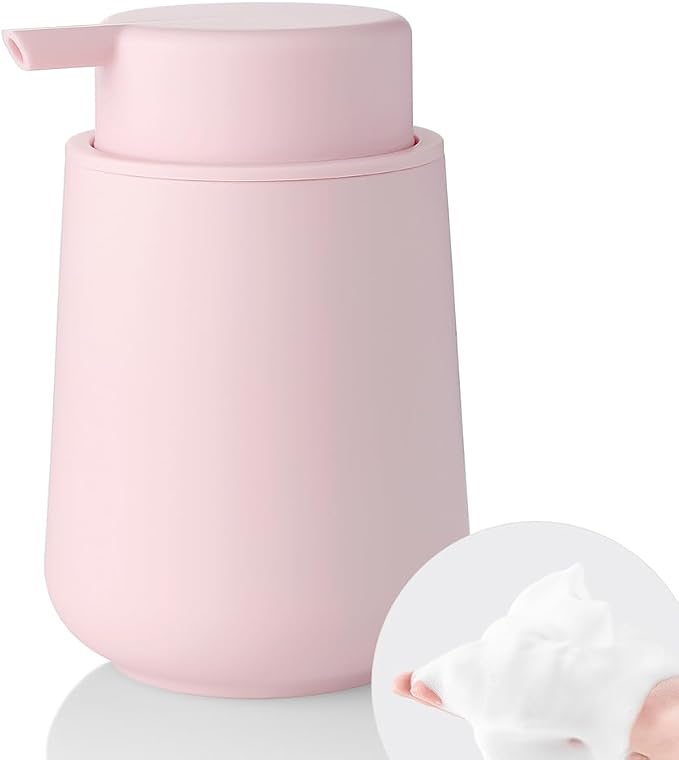 Matte Light Pink Foaming Hand Soap Dispenser Plastic 11 oz by KellyHome