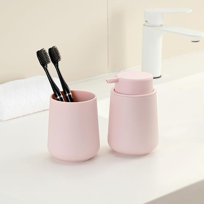 Matte Light Pink Foaming Hand Soap Dispenser Plastic 11 oz - Image 3