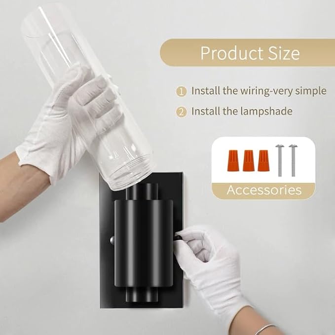 Bathroom Wall Sconces Set of Two Black, Hallway-Black Clear - Image 6