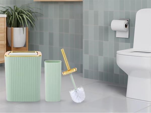 Bathroom Accessory Set, 9 Pieces Light Green Bathroom Accessories Set - Image 7