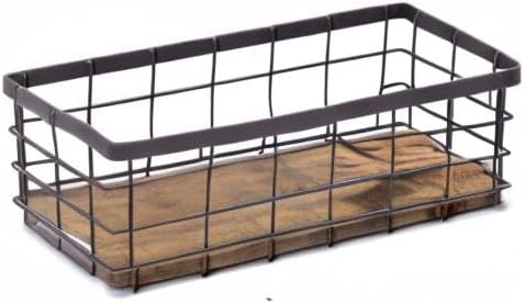 TIEYIPIN Small Metal Wire Storage Basket, Detachable Wood Base Storage - Image 10