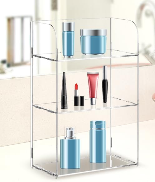 Jusalpha 3 Tier Clear Acrylic Bathroom Organizer Shelf - Image 4