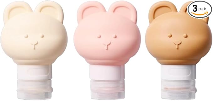 Cute Bear Travel Bottles Set for Toiletries 3 Pack 2.8oz 80ML Leak Proof by SIFRTOA
