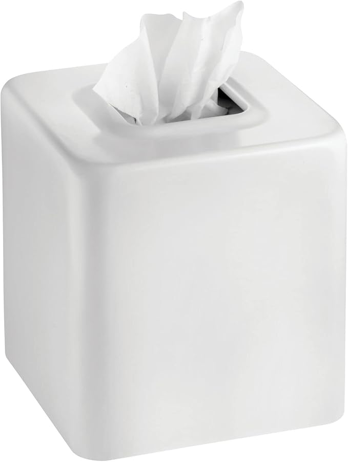 mDesign Steel Square Tissue Box Cover, Modern Facial Paper Holder by mDesign