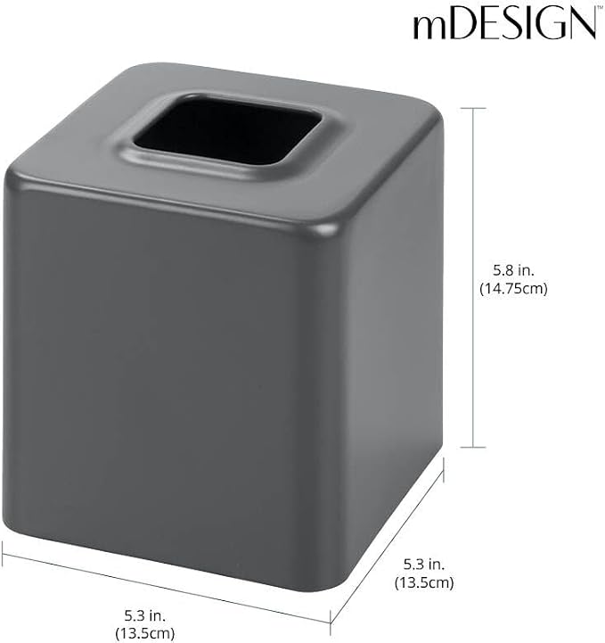 mDesign Metal Square Tissue Box Cover, Modern Facial Paper Holder - Image 3