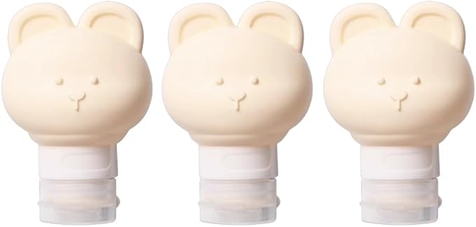 Cute Bear Travel Bottles Set for Toiletries 3 Pack 2.8oz 80ML Leak Proof by SIFRTOA