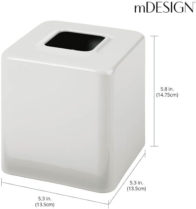 mDesign Metal Square Tissue Box Cover, Modern Facial Paper Holder, Accessories - Image 3