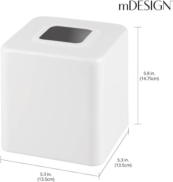 mDesign Steel Square Tissue Box Cover, Modern Facial Paper Holder - Image 4