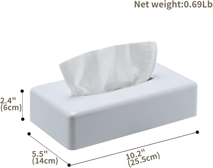 Tissue Box Cover, Rectangular White Wall Mounted Facial Paper Holder Dispenser - Image 3