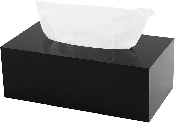 Acrylic Tissue Box Holder, PITBVO Rectangular Shiny Black Tissue Box Cover by PITBVO