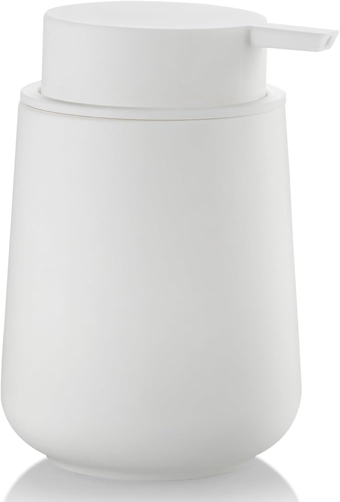 Matte Cream White Liquid Hand Soap Dispenser Plastic 11 oz by KellyHome
