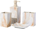 Bathroom Accessories Set 4 Pcs Marble Look Sets Toothbrush Holder Soap by RQYIXI