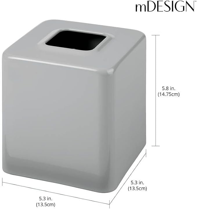 mDesign Metal Square Tissue Box Cover, Modern Facial Paper Holder - Image 4