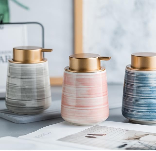 Modern Striped Style Gold Soap Dispenser - Image 2