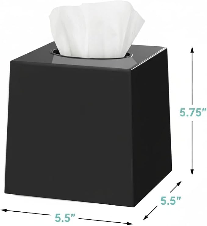 2 Pack Black Tissue Box Cover – Square Tissue Box Holder - Image 4