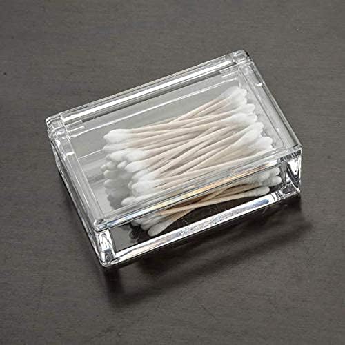Sizikato Set of 2 Clear Acrylic Q-Tip Holder Bathroom Cotton Swab Dispenser. - Image 4