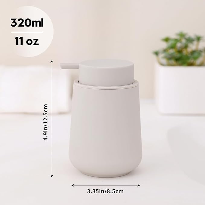 Matte Beige Liquid Hand Soap Dispenser Plastic 11 oz - Image 5