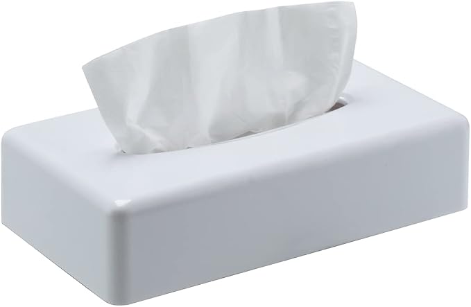 Tissue Box Cover, Rectangular White Wall Mounted Facial Paper Holder Dispenser by MoreTidierAndMoreFortunate