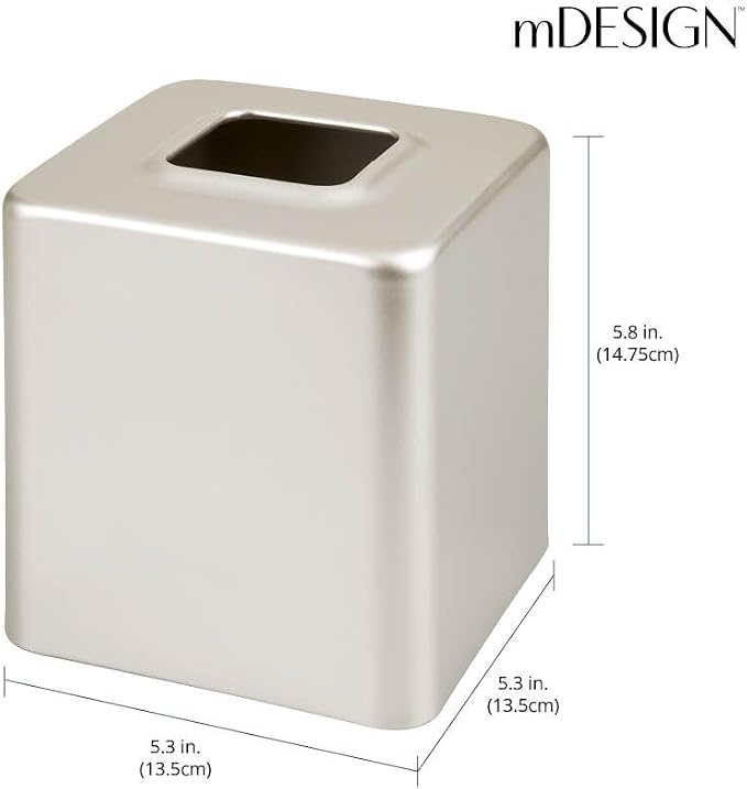 mDesign Steel Square Tissue Box Cover, Modern Facial Tissue Holder - Image 3