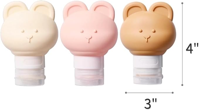 Cute Bear Travel Bottles Set for Toiletries 3 Pack 2.8oz 80ML Leak Proof - Image 6