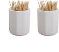 2 Pcs White Ceramic Toothpick Holder Dispenser Toothpick Storage Container Food by UUYYEO