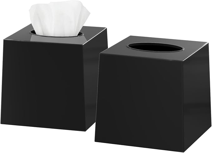2 Pack Black Tissue Box Cover – Square Tissue Box Holder by DW%C3%8BLLZAHOM%C3%8B