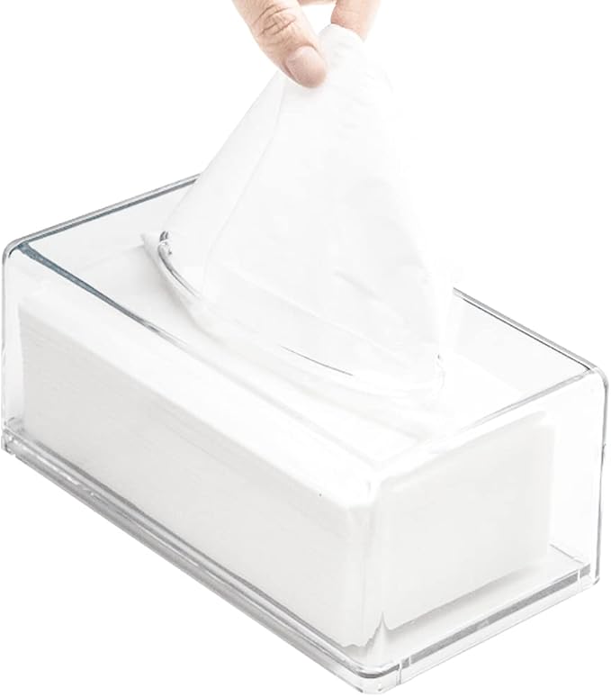 Square Clear Acrylic Tissue Box, Box Covers Rectangular, Bathroom Facial Napkin by GRACECOTT