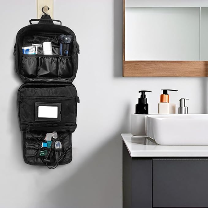 SMONT Tactical Toiletry Bag for Men, 9.5" Hanging Dopp Kit Shaving Hygiene Bag - Image 3