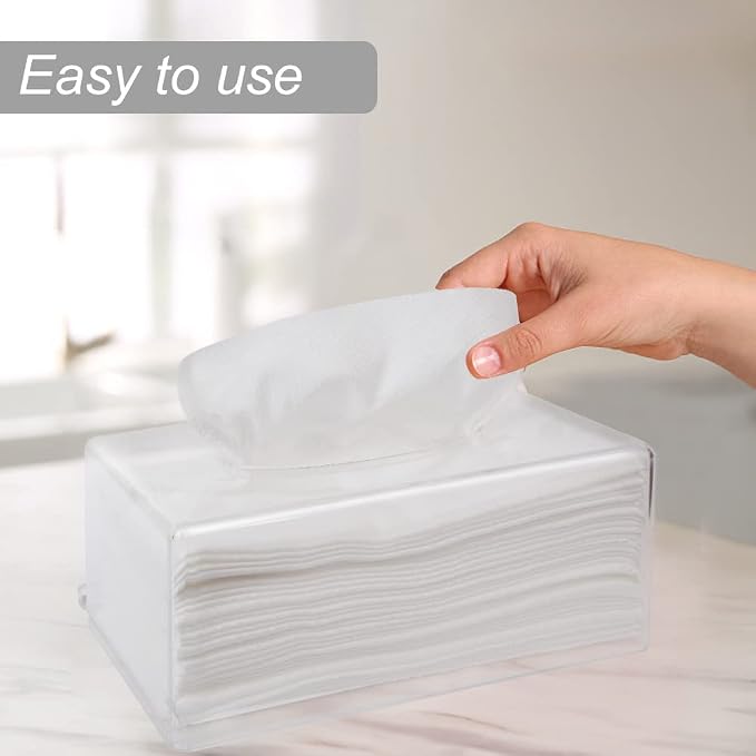 Rectangular Clear Acrylic Tissue Box, Big Box Covers Square, Bathroom Facial - Image 2
