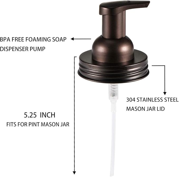 Amolliar Mason Jar Foaming Soap Dispenser Pump Lid, Refillable Plastic Pump - Image 2