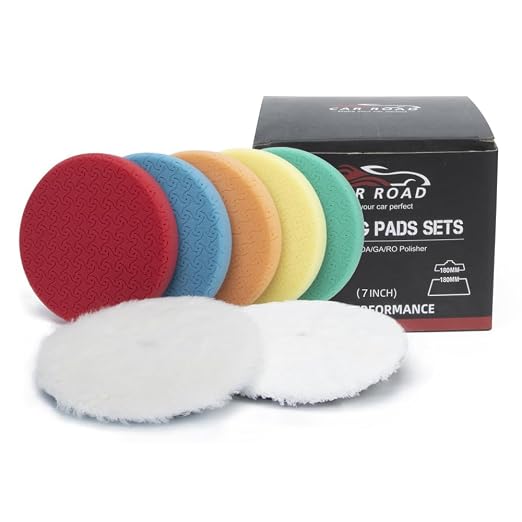 7" Buffing Polishing Pads, Compound Buffing Sponge and Woolen Pads, Cutting by CARROAD