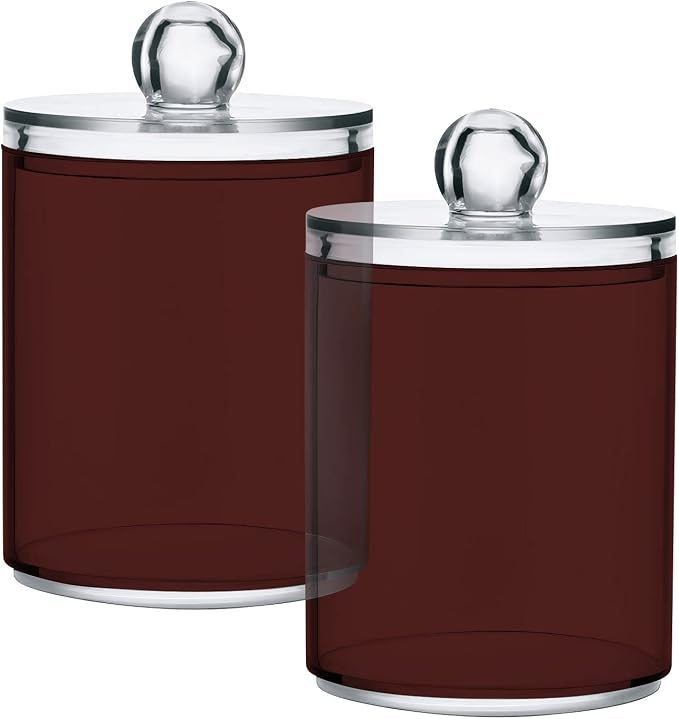 Indian Red Qtip Holder Organizer Dispenser Cotton Swabs Cans Plastic Jars - Image 2