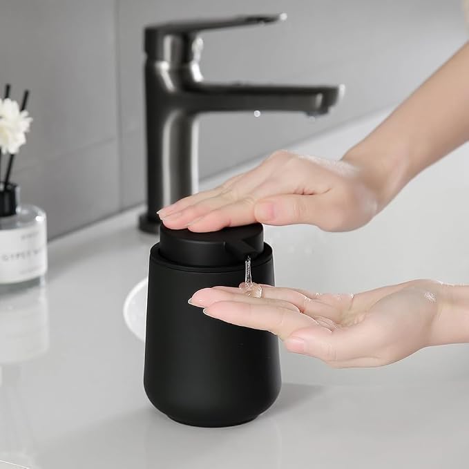 Matte Black Liquid Hand Soap Dispenser Plastic 11 oz - Image 2