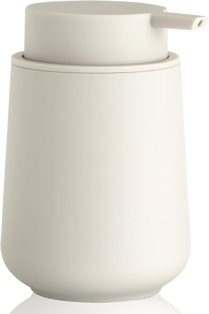 Matte Beige Liquid Hand Soap Dispenser Plastic 11 oz by KellyHome