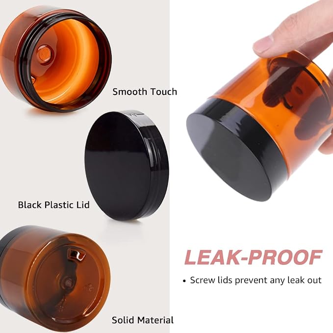 4oz Plastic Jars with Lids 4 oz Amber Plastic Containers with Lids + 20g Sample - Image 3