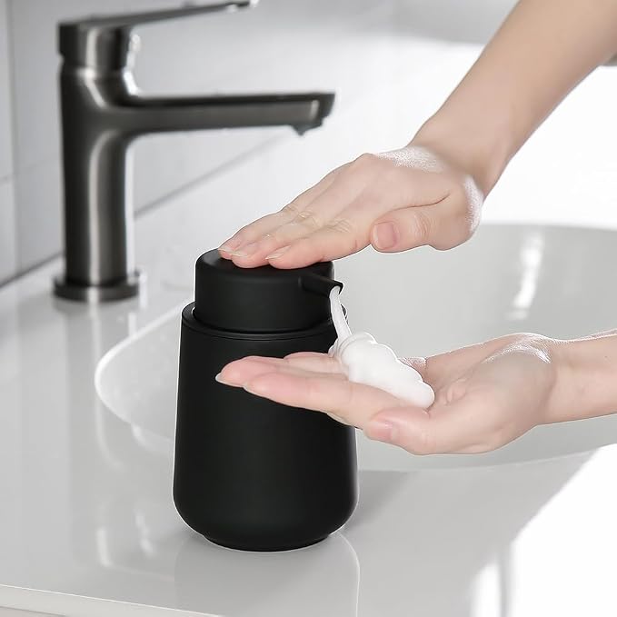 Matte Black Foaming Hand Soap Dispenser Plastic 11 oz - Image 2